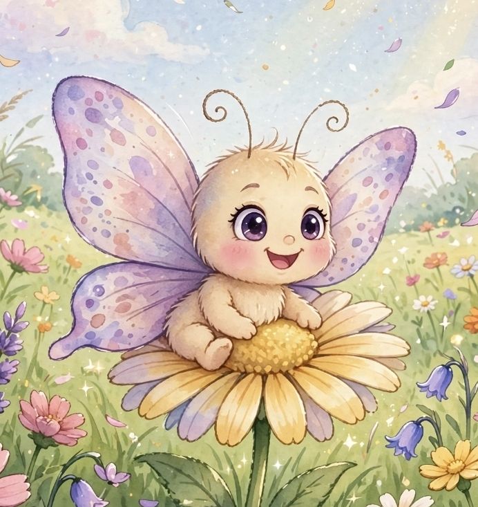 Luna the baby butterfly welcomes children to the games garden